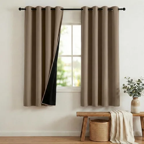 Vista 95 de NICETOWN Cortinas 100% Opacas Cortas de 36 Pulgadas de Largo para Dormitorio, Privacidad Aislamiento Térmico con Ojales Cortinas de Ventana