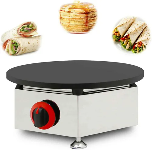 Vista 6 de Máquina comercial para hacer crepas de gas, control de temperatura ajustable, mini máquina de panqueques de acero inoxidable, plancha de encimera