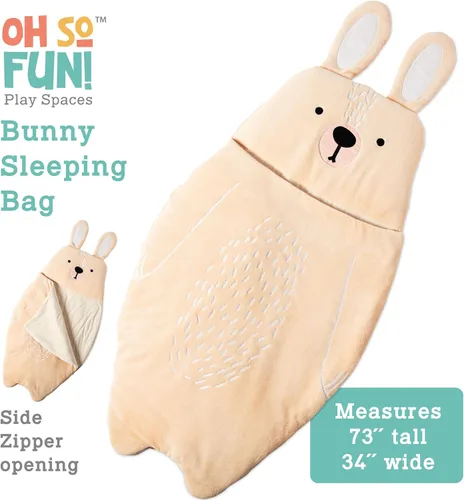 Vista 2 de MindWare Oh So Fun! Saco de dormir de conejito – Saco de dormir infantil para niños a partir de 3 años