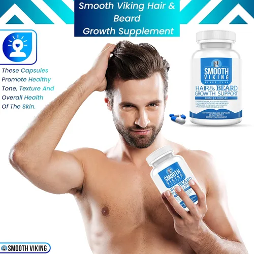 Vista 5 de Suplemento para el crecimiento de la barba, vitaminas para el crecimiento del cabello para hombres (60 cápsulas), 5000 MCG de biotina y DHT