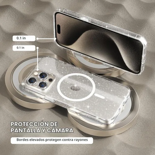 Vista 5 de Choiche Funda para iPhone 15 Pro Max compatible con MagSafe, color negro Purpurina negra