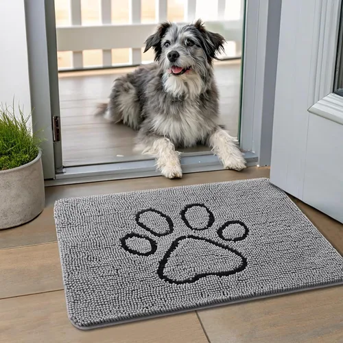 Vista 11 de Smiry Tapete para puerta de perro para patas fangosas, absorbente que atrapa la suciedad, antideslizante, de secado rápido, lavable, tapete