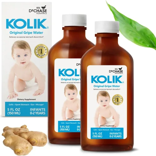 Dr. Chase Kolik Agua Gripe original para bebés, jengibre y eneldo, paquete Gotas de gas para bebés con aceite de jengibre y eneldo para recién