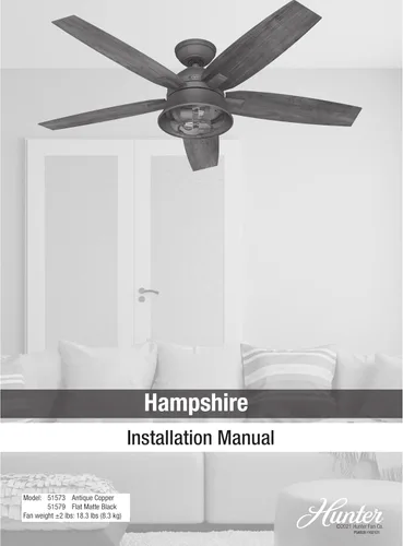 Vista 14 de Hunter Fan Company 51579 Hampshire - Ventilador de techo, 52, negro mate