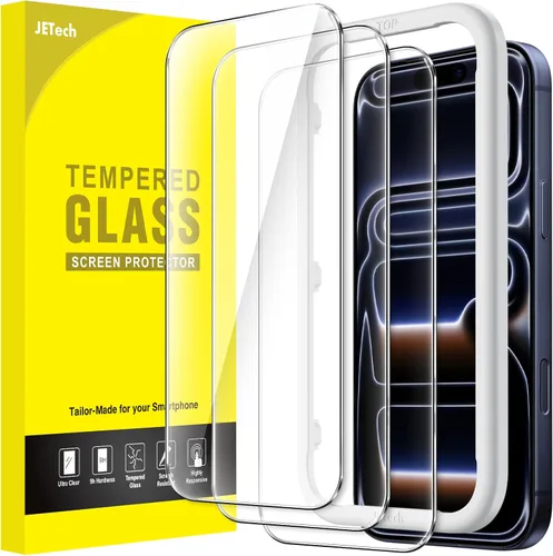 Vista 16 de JETech - Protector de pantalla para iPhone 15 de 6.1 pulgadas, película de vidrio templado con herramienta de fácil instalación, compatible