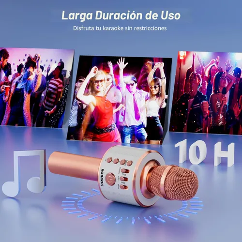 Vista 5 de BONAOK - Micrófono inalámbrico Bluetooth Karaoke, 3 en 1; máquina altavoz de micrófono de karaoke portátil de mano para fiesta de cumpleaños en casa