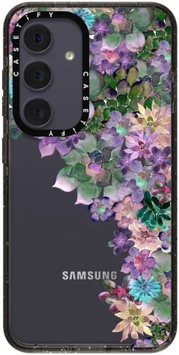 Vista 474 de CASETiFY Funda de impacto para Galaxy S22+ - Adhesivo Aries Moross, color negro transparente