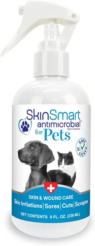 SkinSmart Antimicrobial Cuidado de la piel y las heridas para mascotas, elimina las bacterias para promover la curación y alivia la picazón, botella