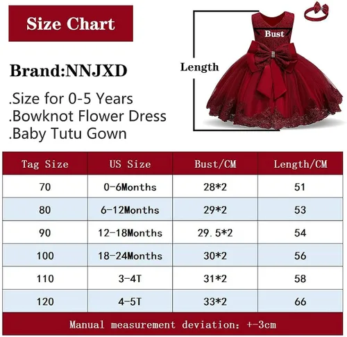 Vista 7 de NNJXD - Vestido de princesa de tul con flores para usar en bodas para niñas pequeñas y bebés