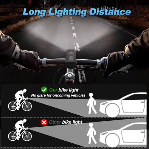 Vista 5 de Luces LED para bicicleta de noche, 4 modos de luz, luces de bicicleta, faro delantero y trasero IPX4, luz recargable TypC para bicicleta y scooter