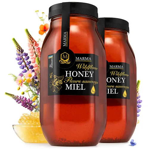 Vista 12 de HONIGMA® Miel de Acacia Marma Miel Cruda Auténtica de Ucrania 100% Pura y Sin Pasteurizar 1000g/35.2oz Puede Llegar Parcialmente