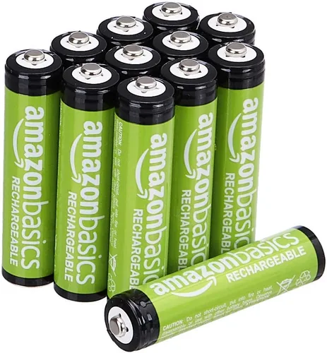 Vista 2 de Yaxa Basics - Paquete de 12 pilas recargables AAA de 800 mAh con juego de cargador de batería rápido de 4 horas, protección de sobrecarga