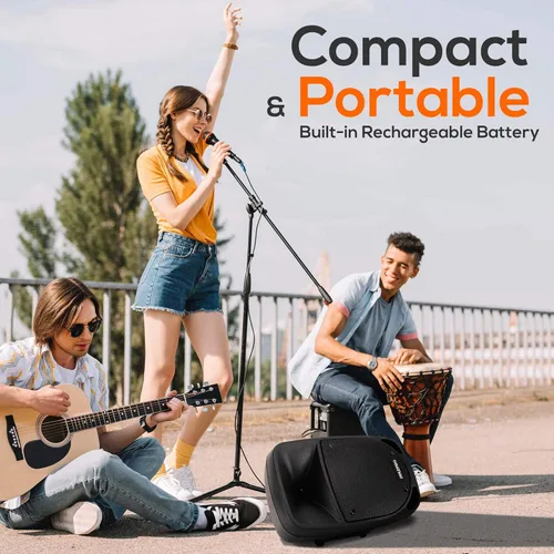 Vista 6 de Pyle PSBT105A - Altavoz PA portátil Bluetooth de 1000 W, subwoofer de 10 pulgadas, micrófono inalámbrico UHF, MP3USBSD, batería recargable, luces