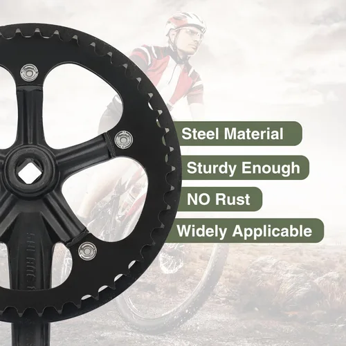 Vista 5 de WEEROCK E-Bike/Bicycle Crankset MTB Road Bikes Crank Set 46T/48T Charing Alumininum Alloy Single Side Chain Cover and 170mm Arm, Compatible with