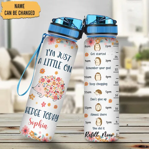 Vista 25 de Hyturtle Botella de agua motivacional personalizada para amantes de los erizos de 32 onzas, 1 litro, fácil de distraer con erizos, botella de agua