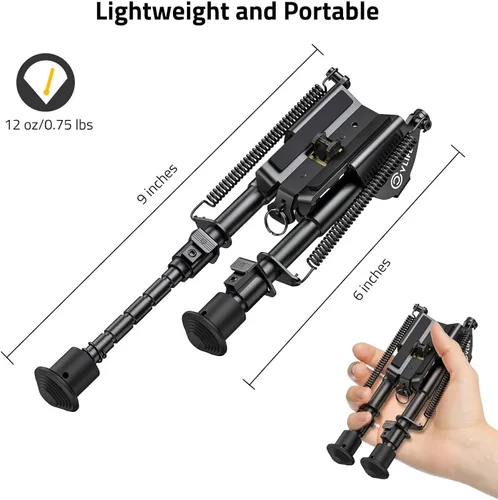 Vista 3 de CVLIFE Bípode de rifle, bípode súper resistente ajustable de 6-9 pulgadas
