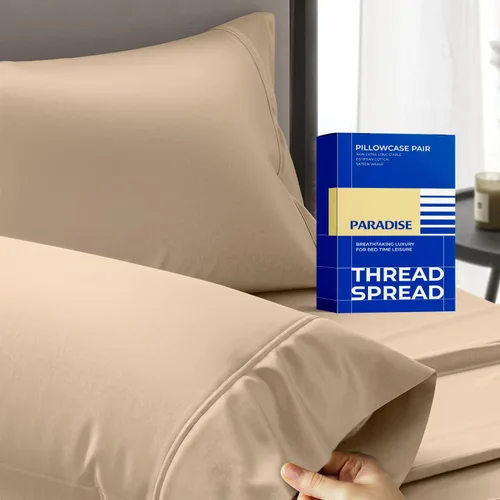Vista 27 de THREAD SPREAD Fundas de almohada 100% de algodón egipcio - Fundas de almohada de alto conteo de hilos tamaño Queen/estándar, paquete de 2, suaves