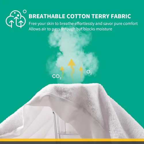 Vista 3 de LAVANCE Protector de colchón impermeable tamaño Queen, rizo de algodón premium, suave, silencioso, lavable, funda de colchón de cama con bolsillo