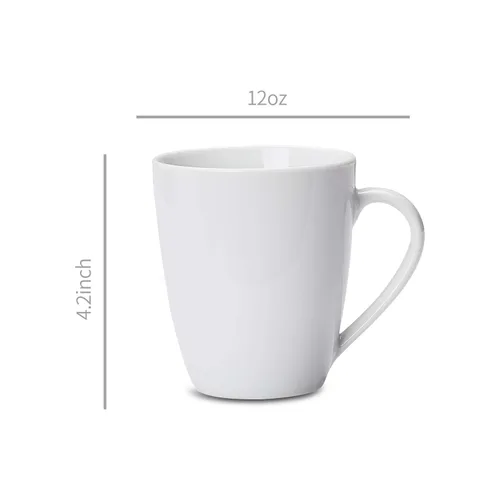 Vista 4 de Yaxa Basics Porcelana, juego de tazas de café de 12 onzas, 12 unidades, color blanco