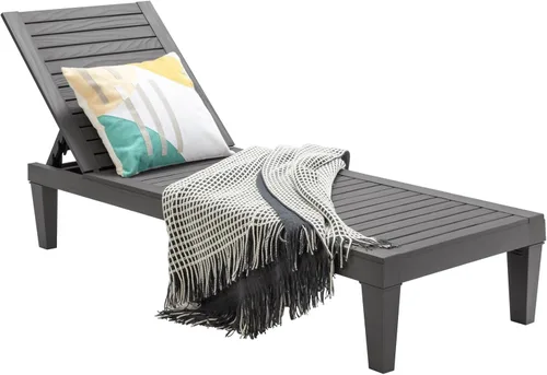 Vista 12 de Giantex Tumbona reclinable para exteriores con respaldo ajustable de 5 posiciones, resistente a la intemperie y al óxido para patio, playa, balcón