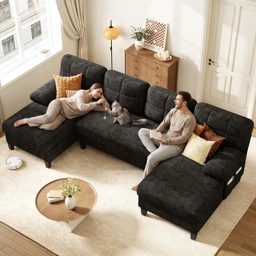 Vista 9 de KKL U-Shaped Sectional Couch for Living Room Beige