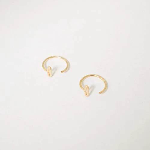 Vista 2 de Aretes de barra pequeña para abrazar, aretes de abrazo