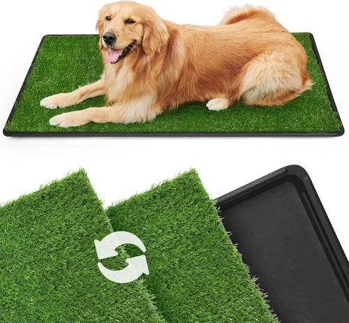 Vista 10 de LOOBANI Almohadilla de césped para perros con bandeja, caja de arena para perros, orinal interior para entrenamiento de apartamentos y patio, con 2