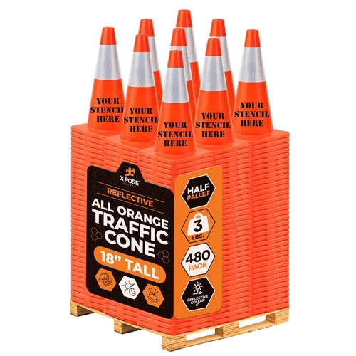 Vista 42 de Xpose Safety Conos de tráfico naranjas de 18 pulgadas, resistentes, 3 libras con collar de 6 pulgadas, 1 paquete de conos de seguridad de plástico