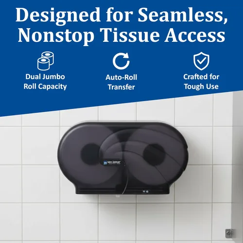 Vista 6 de SJMR4090TBK - San Jamar Oceans Twin 9amp; quot; Dispensador de papel higiénico JBT