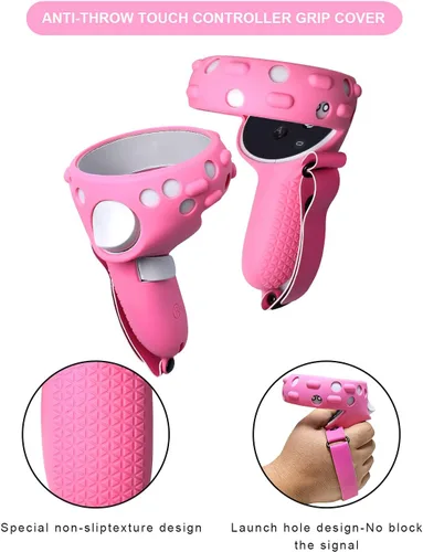 Vista 4 de MODJUEGO Head Strap for Oculus Quest 2 with Silicone Touch Controller Grip Cover,VR Shell Protector Cover & VR Face Cover 6 in1 Replacement Set