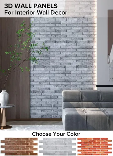 Vista 5 de Smart Profile Panel de pared 3D, ladrillo sintético fundido de PVC, 50 pies cuadrados para cobertura interior de pared completa, diseño resistente