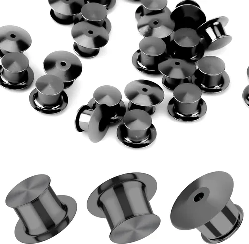 Vista 12 de Parte trasera de alfiler, parte trasera de metal de bloqueo, 30 piezas de cierre de aguja, cierre trasero, abrazadera de cabeza plana, broche