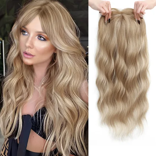 Vista 14 de PANEWAY Toppers de pelo de 7 x 7 pulgadas para mujeres con cabello fino, pelucas de 20 pulgadas para mujer, 1B