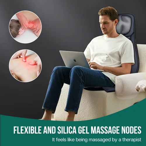 Vista 6 de Snailax Shiatsu - Masajeador de cuello y espalda con calor, almohadilla de masaje para silla de cuerpo completo con altura ajustable, cojín
