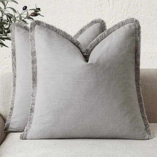 Vista 63 de Foindtower Juego de 2 fundas de cojín decorativas de lino con flecos, funda de cojín acogedora y bohemia con borlas, funda de almohada decorativa