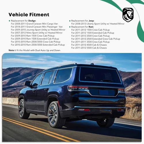 Vista 3 de YHTAUTO Master - Interruptor de ventana eléctrica lateral del conductor para Dodge Ram 1500, Journey, Grand Caravan, Jeep Liberty, Chrysler Town &