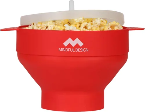 Vista 9 de El original Mindful Design - Palomitero plegable para microondas, recipiente de silicona, sin BPA y apto para lavavajillas (Negro)