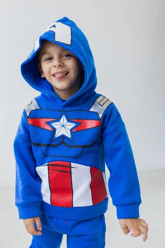 Vista 2 de Marvel Avengers Spider-Man Black Panther Capitán América - Conjunto de sudadera con capucha y pantalones de vellón para niños pequeños a grandes