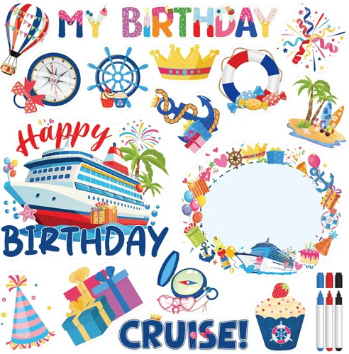 Vista 12 de Dazoratix Imanes decorativos para puerta de crucero, 7 calcomanías magnéticas retro de viaje de amigos, barco, cabina, navegación marina, ancla