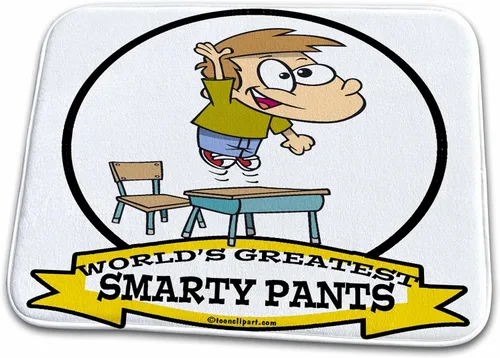 3dRose Funny Worlds Greatest Smarty Pants Boy Cartoon - Alfombrillas para secar platos (ddm-103553-1)