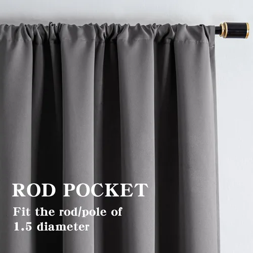 Vista 47 de Cortinas opacas para sala de estar, 100% cortinas opacas de 72 pulgadas de largo, juego de 2 paneles, cortinas con aislamiento térmico, pestaña