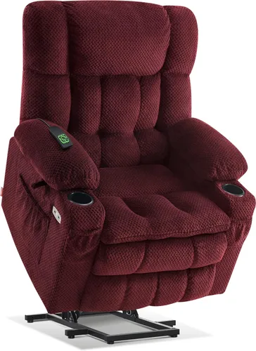 Vista 18 de MCombo Silla reclinable eléctrica de doble motor para personas mayores, silla elevadora plana con calor y masaje, silla elevadora pequeña, Beige