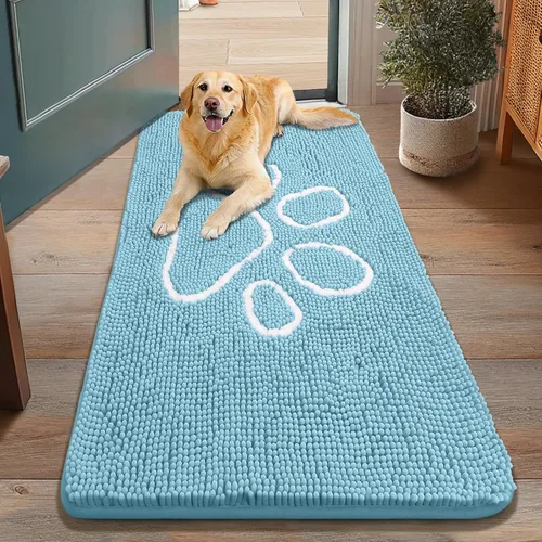 Vista 181 de Smiry Tapete para puerta de perro para patas fangosas, absorbente que atrapa la suciedad, antideslizante, de secado rápido, lavable, tapete