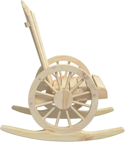 Vista 6 de Brown Solid Fir Wood Rocking Adirondack Chair, Ergonomic Design for Patio, Garden, and Balcony Relaxation