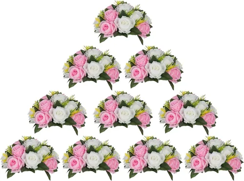 Vista 27 de BLOSMON Bolas de Flores para Bodas, Centros de Mesa de Rosas, 2 Piezas, Flores Artificiales Negras, Bolas Florales Colgantes, Decoración de Arreglos