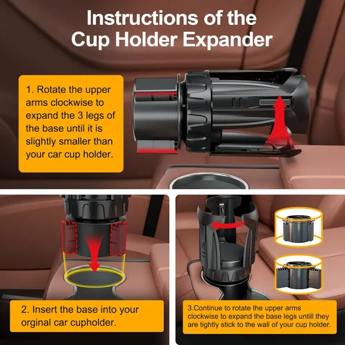 Vista 7 de Expansor automático de portavasos para automóvil, soporte grande para botellas de agua para Yeti, Hydro Flask, Nalgene, Stanley, Owala 24/32/45/50