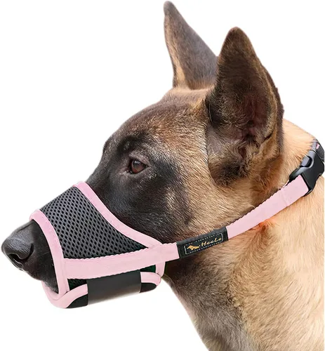 Vista 7 de Heele - Bozal para perro de nailon suave, evita mordidas, ladridos y mordisqueos - Malla transpirable, ajustable, permite beber - Para perros