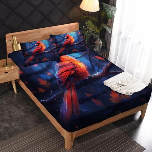 Vista 2 de Cardinal Sheets - Juego de sábanas tamaño individual, sábanas de microfibra suave con bolsillo profundo, sábanas y fundas de almohada estampadas sin