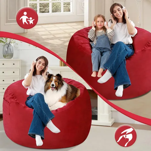 Vista 313 de de 3 pies con relleno de espuma viscoelástica, puf grandes, sofá suave con funda de terciopelo holandés, 36 x 36 x 24 pulgadas (morado)