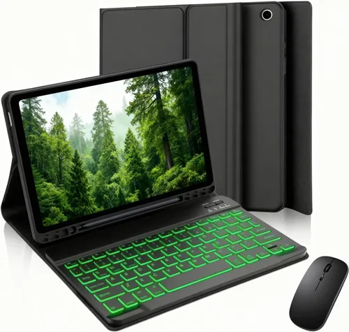 Vista 15 de Funda de teclado para Samsung Galaxy Tab S6 Lite de 10.4 pulgadas 2024, Samsung S6 Lite Funda para tableta con ranura para bolígrafo, teclado